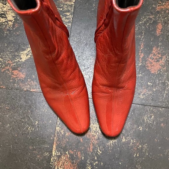 Trademark Red Patent Leather Boots Mira Booties Size 36 6 Gogo - Picture 4 of 8